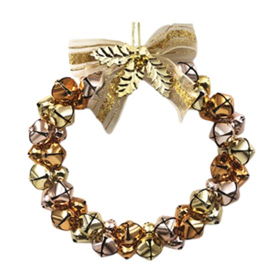 Рождественский венок из колокольчиков, венок из колокольчиков с бантом, маленькая гирлянда из колокольчиков, украшение для рождественского дома, елки