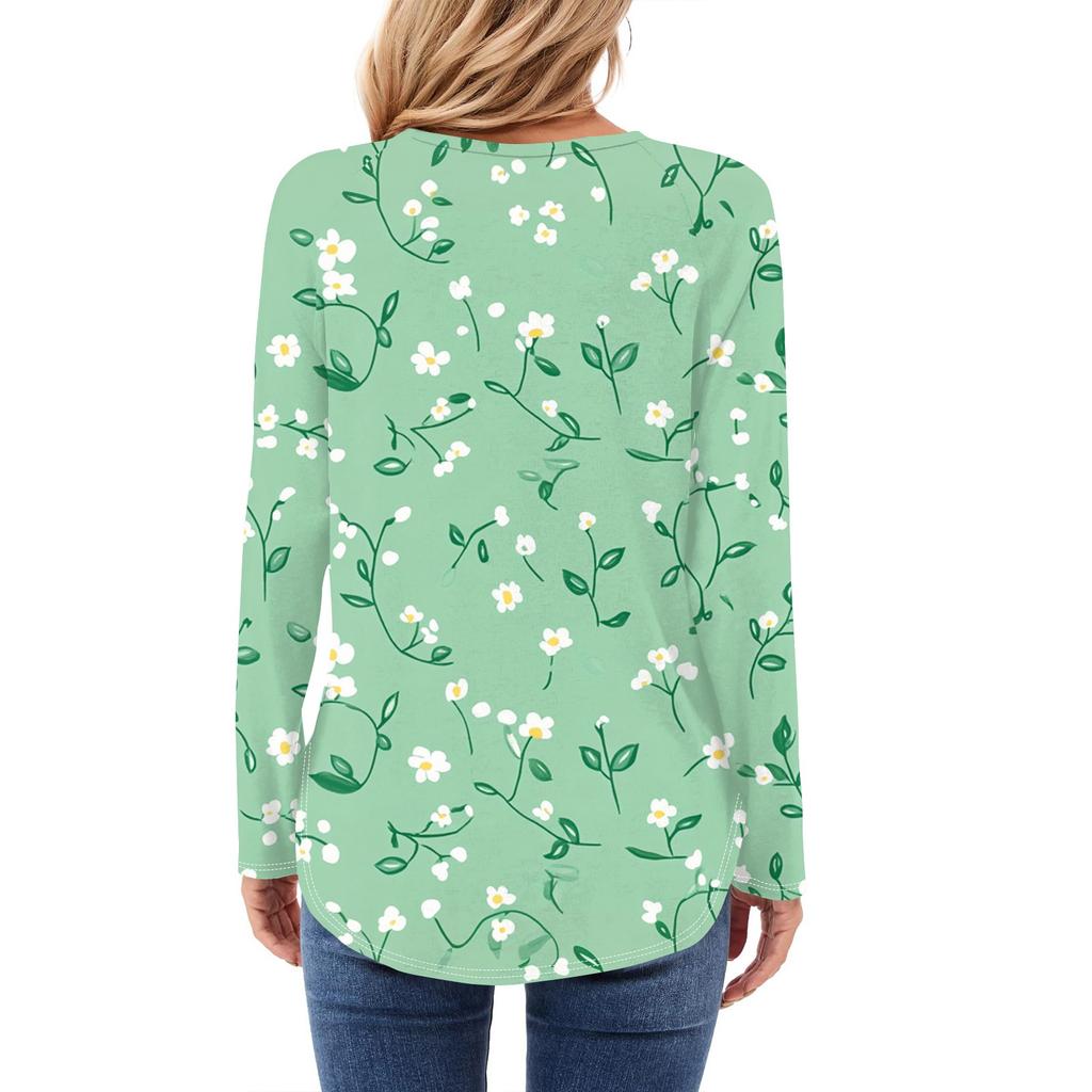 Women's Long Sleeve Shirts Casual Fashion Tunic Tops Crewneck Basic Loose T Shirt