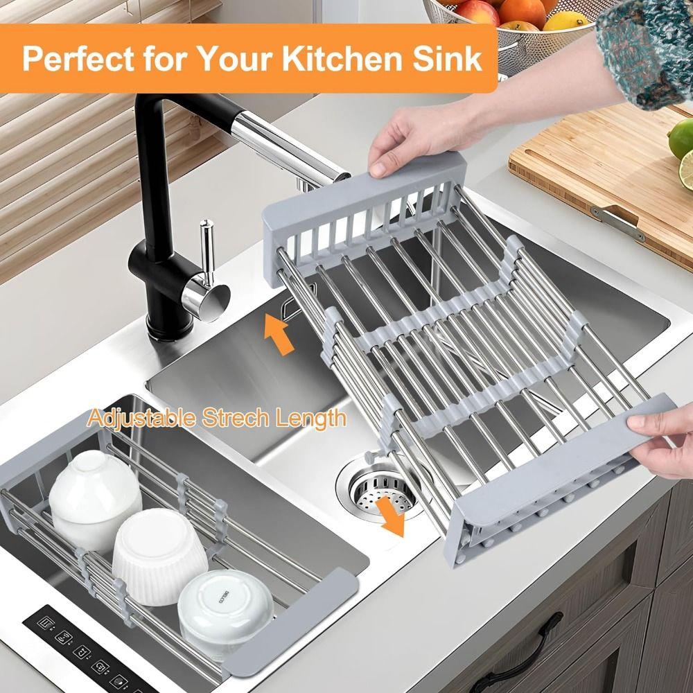 Multipurpose Dish Organizer Stainless Steel Sink Cleaning Basket Dish Drying Rack Fruits