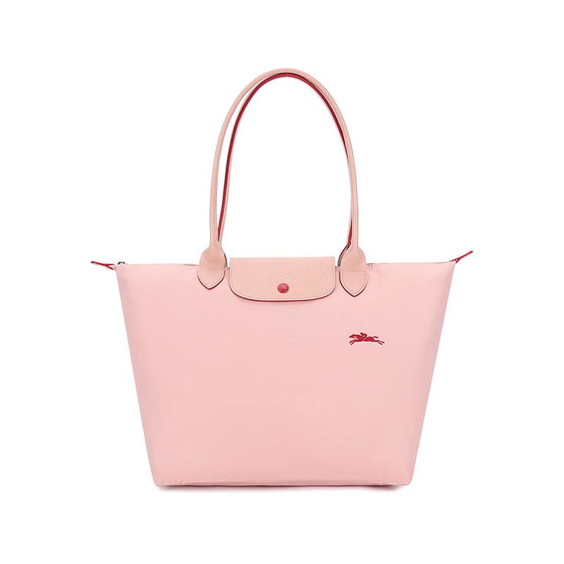 Longchamp Le Pliage Club 31 Канва и Кожаная Отделка Однотонная Большая Вместимость Сумка для Покупок Женские сумки Розовый 1899619A26