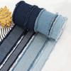 Denim Ribbon Jeans Cloth Fabric Ribbon Handmade Fringe Silk Ribbon for DIY Sewing Crafts Hairclip Bows Clothes Blue Cowboy Decor
