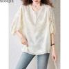MODIQUE Весна Лето Большой Размер Новая Женская Свободная Винтажная Однотонная Минималистичная Блузка Рубашки Женская Повседневная Оверсайз Народная Короткий Рукав Круглый Вырез Топ