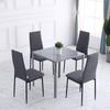 High Back Dining Chairs Modern Upholstered Linen-Touch Fabric Accent Chairs with Metal Legs for Kitchen, Set of 4, Grey