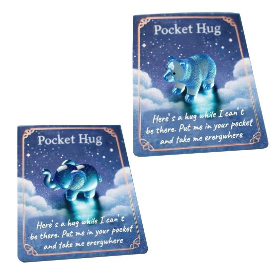 Pocket Hug Animal Resin Mini Animal Pocket Hug Token with Card Emotional Support Turtle Miniature Encouragement Gift for Christmas Birthday