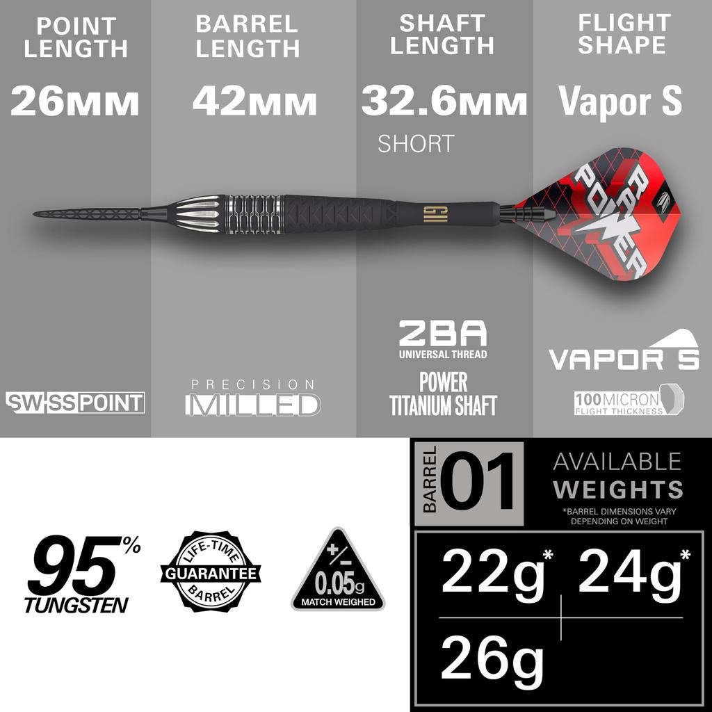 TARGET PHIL TAYLOR POWER G11 22G SP СТРЕЛКОВЫЕ ДРОТИК 95% (26г)