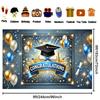Wear Resist Congrats Grad Photo Backdrop 8x6ft 100D Polyester Colorful Bachelor Hat Banner for Indoor Outdoor Party Props