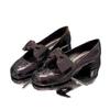 Fashion Black Butterfly-knot Female Pumps Round Toe Chunky High Heels Ankle Strap Shallow Luxury Party Dress Summer Women Shoes Loafers