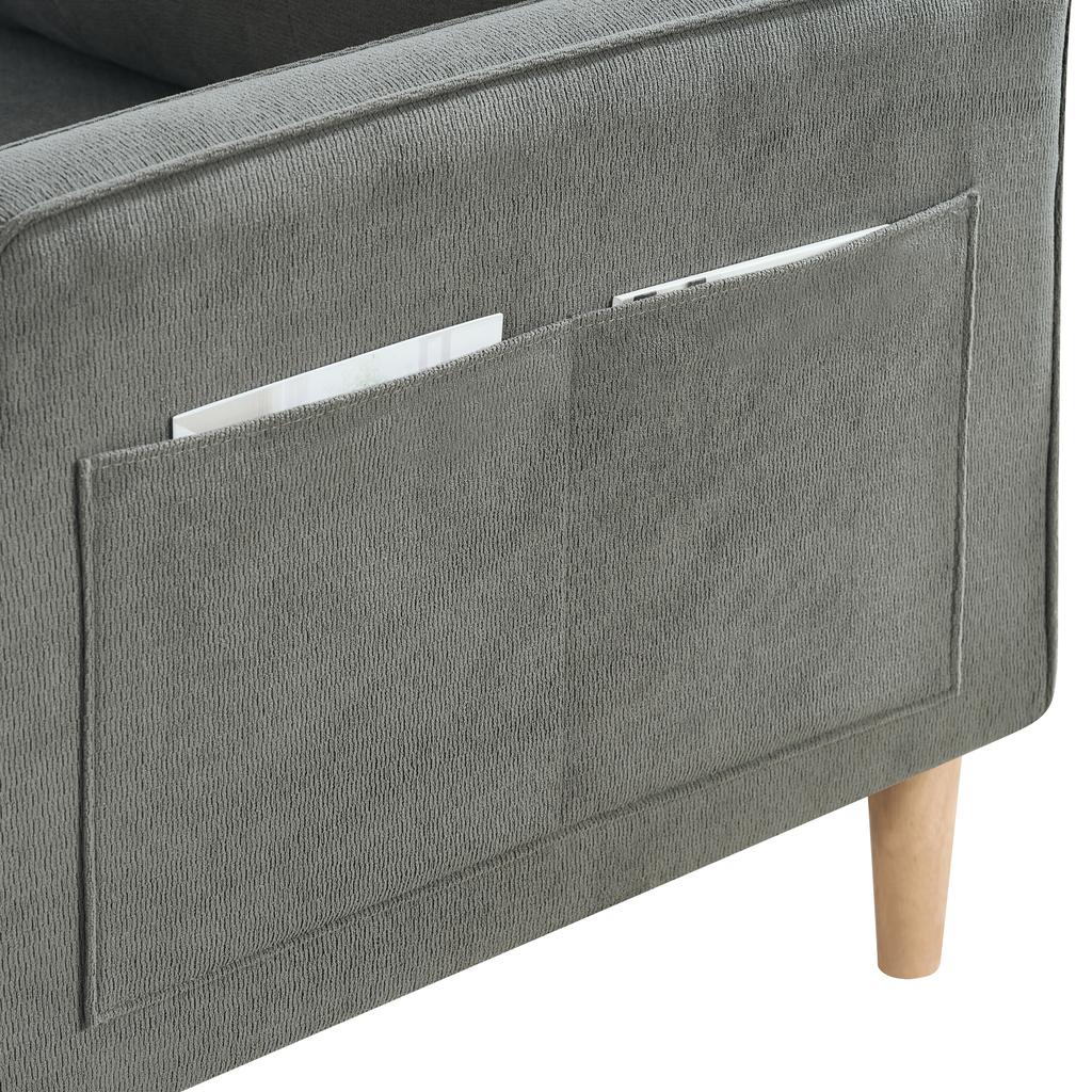 Loveseat Sofa Couch with USB Charge Port and Wood Legs, Fabric Sofas with Thickness Cushion for Small Aparment