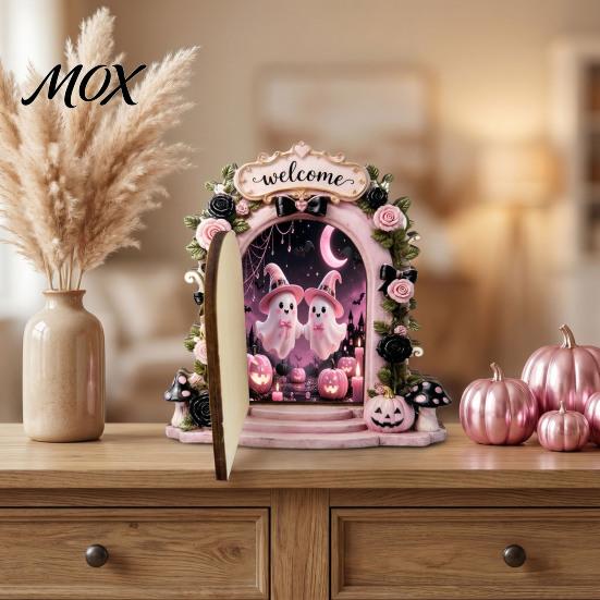 Halloween Party Table Centerpiece Cute Ghost/Mouse Door Ornaments, Miniature Decoration, Double Decorative Corner Sign Layer Arch Wall Decor