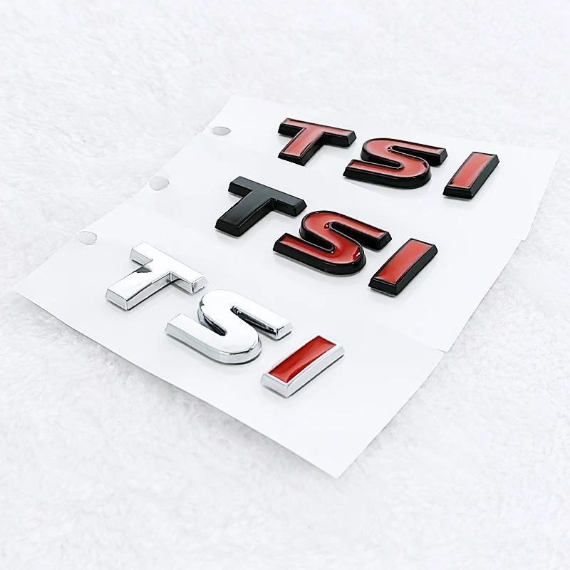 YKPSC1 New 3d ABS Chrome Black Logo TSI Emblem Letters Car Trunk Badge For VW car 4 5 6 7 TSI Sticker Accessories