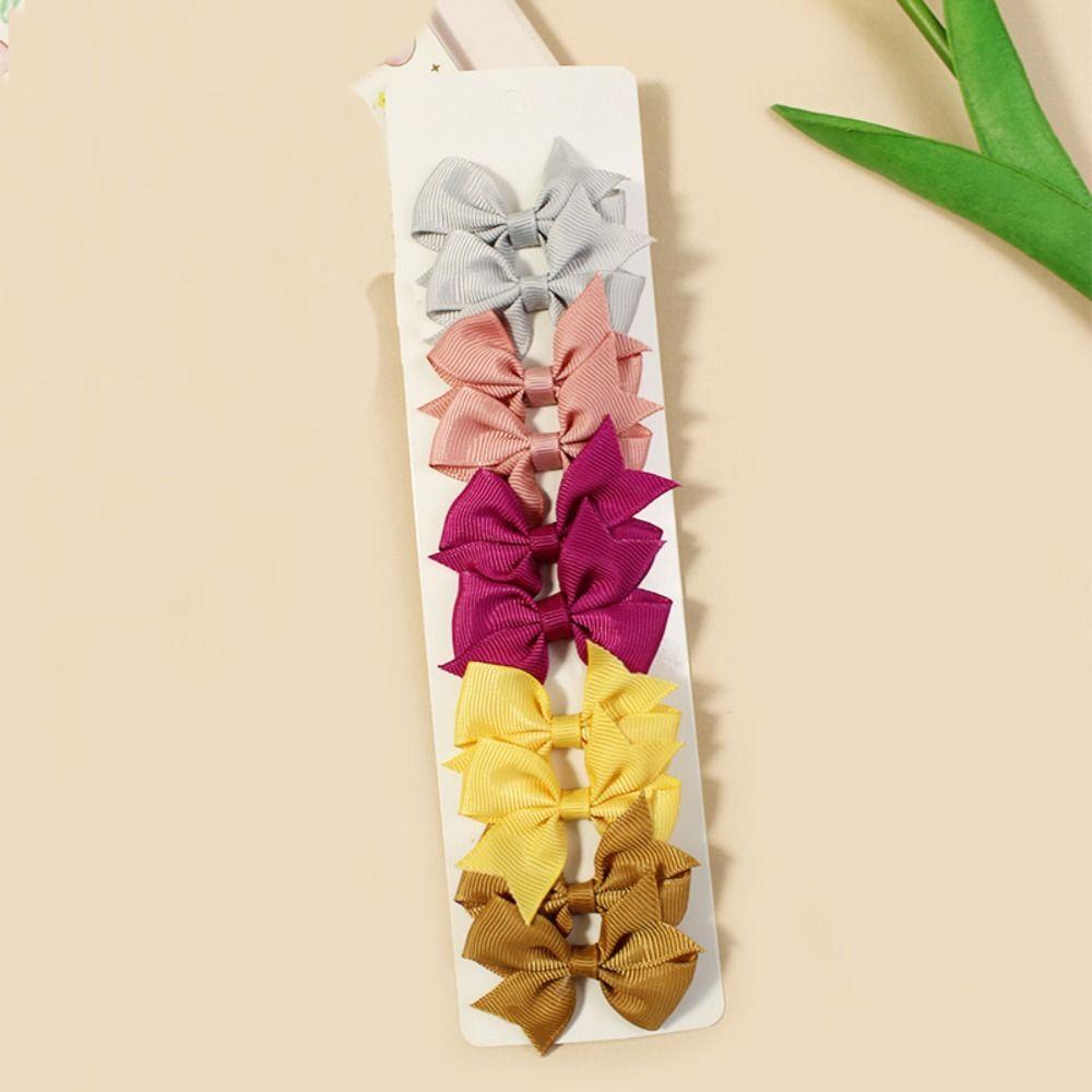 10Pcs/pack Multi-color Kids Hair Clips Solid Color Bowknot Barrettes Bow Hairpin  Hair Accessories