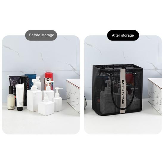 Сетчатая сумка для туалетных принадлежностей, портативная ручка, быстросохнущая, сверхмощная, большая вместимость, ванная комната, душ, дорожная сумка для макияжа, сумка-органайзер, корзина
