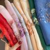 Solid Silk Women Scarf Winter Warm Wool Shawls Lady Wraps Bufanda Floral Pashmina Luxury Embroidery Warn Scarves New
