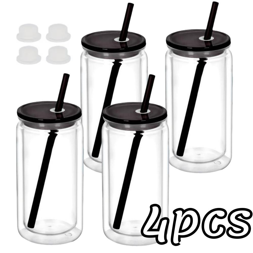 16OZ DIY Snowglobe Tumbler with Pre Drilled Hole Reusable Plastic Water Bottles Break-Resistant Mason Jar Cups for Holiday Gifts