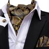 Mens Ascot Tie Set Paisley Cravats Red Black Blue Gold Pink Silk Vintage Scarf