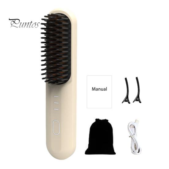Беспроводная щетка-выпрямитель для волос 3 температуры Быстрый нагрев Перезаряжаемая от USB Дорожная портативная горячая щетка Электрическая пушистая укладка вьющихся волос Распутывание волос