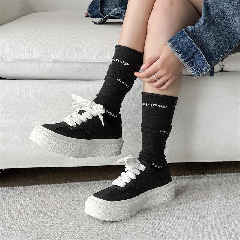 Весенняя новая пара туфель-клепок на толстой подошве с высокой посадкой универсальные парусиновые дышащие повседневные туфли для доски 23222-K