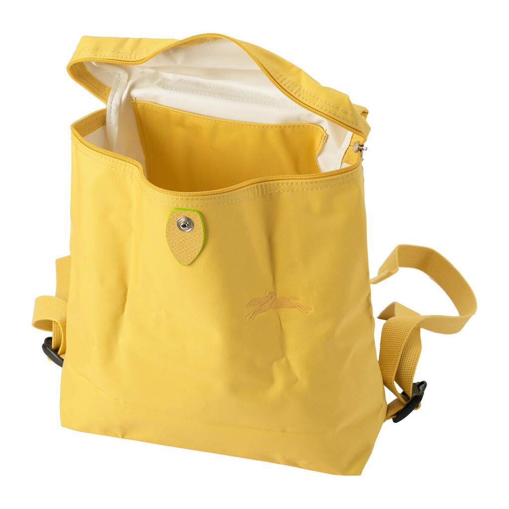 Longchamp Le Pliage Snap Embroidered Logo Zipper Closure Canvas With Leather Backpack Women backpack Wheat-Yellow 1699919A81