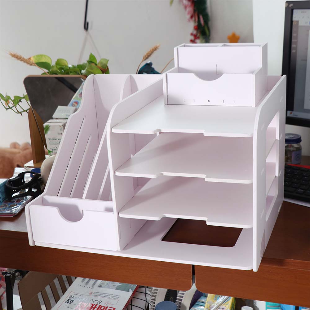 Large Capacity Desktop Organizer Space Saving File Holder File Sorter Library