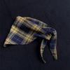 Trendy Japanese Plaid Scarf & Tie-on Hat Set for Men and Women - Blue/Yellow Neck Warmer