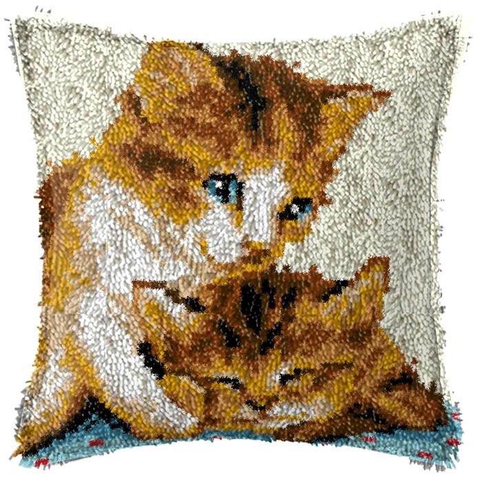Cute Animal Latch Hook Rug Kits Pillows Smyrna Package Carpet Cat Embroidery Latch Hook Kit Diy Cross Stitch Pillow Knooppakket
