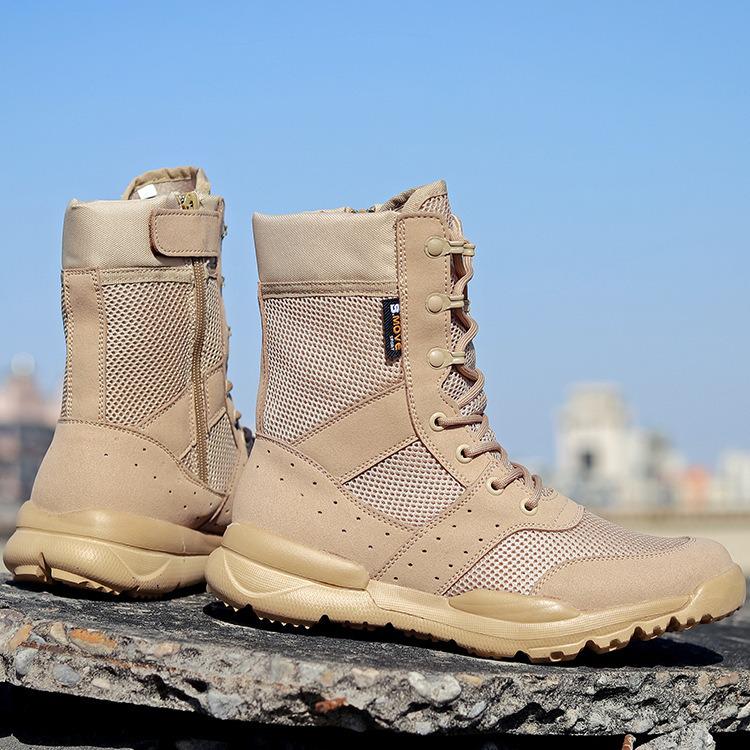 Унисекс Дышащие Летние Боевые Ботинки - Легкие, Высокие, Тактические, Боковая Молния для Использования на Открытом Воздухе