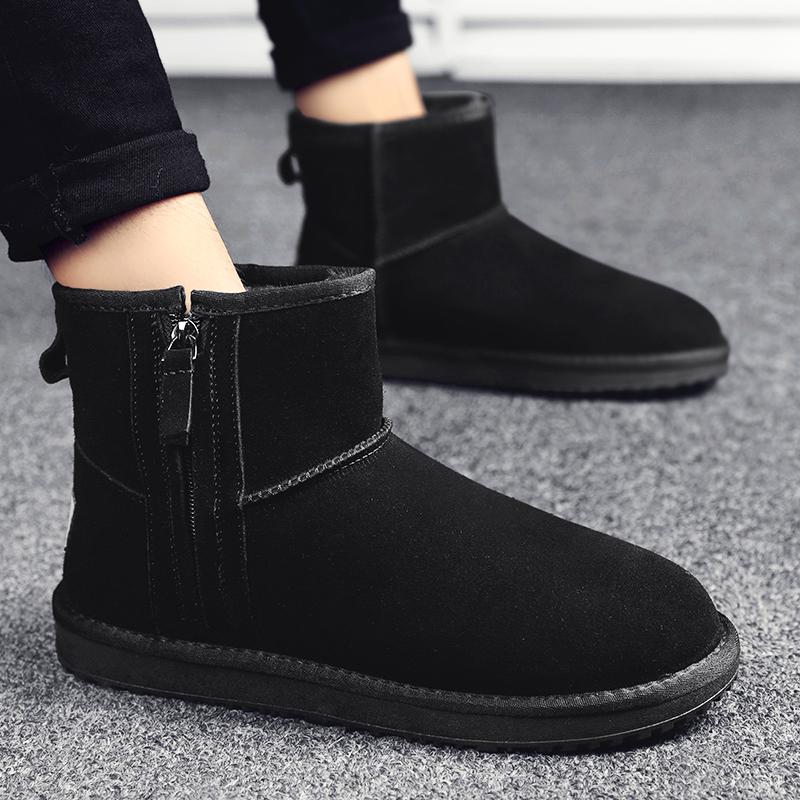 Мужские новые классические мужские зимние короткие ботинки из натуральной замши с меховой подкладкой, плюшевые утепленные нескользящие удобные ботинки
