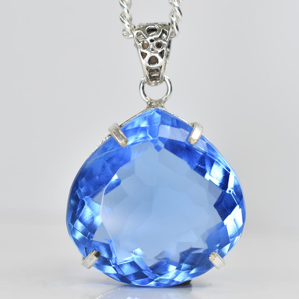 Lab Grown 110.4 Ct CERTIFIED Blue Topaz Pear Pendant A Grade Jewelry Gems AI-93-NS