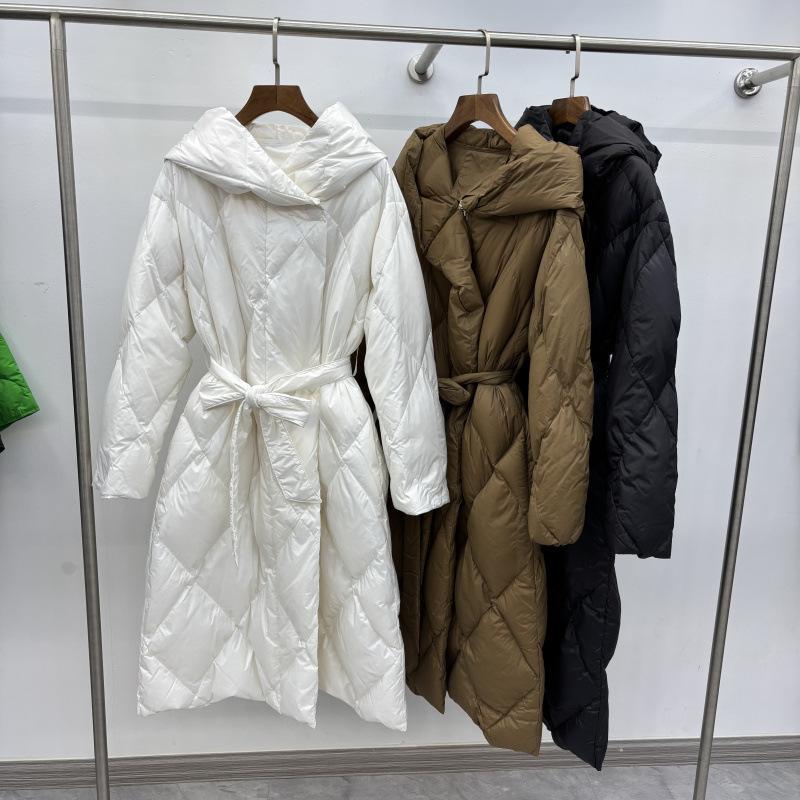 Winter new European station fashion casual hooded loose medium and long waist thin thickened down jacket women