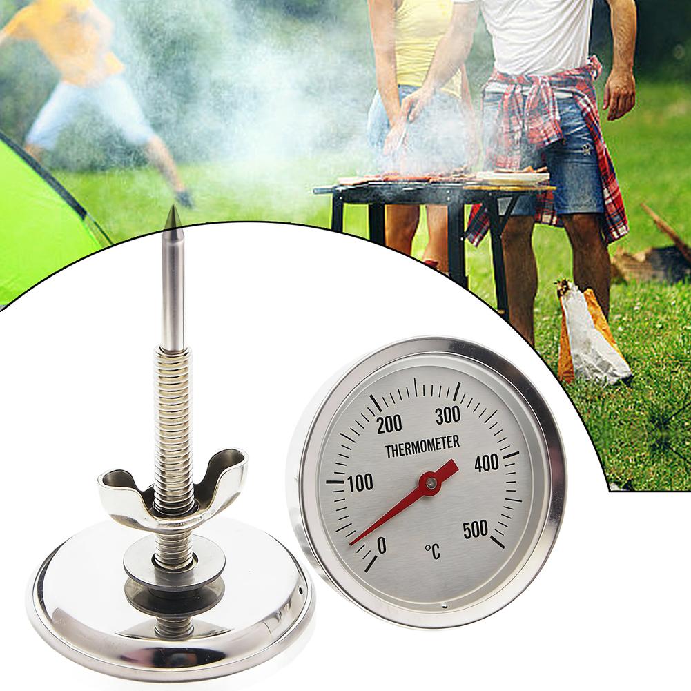 Stainless Steel Probe Bimetal Thermometer Barbecue Grilling Stainless Steel Body Bimetallic Sensing Coil 7cm Probe Length