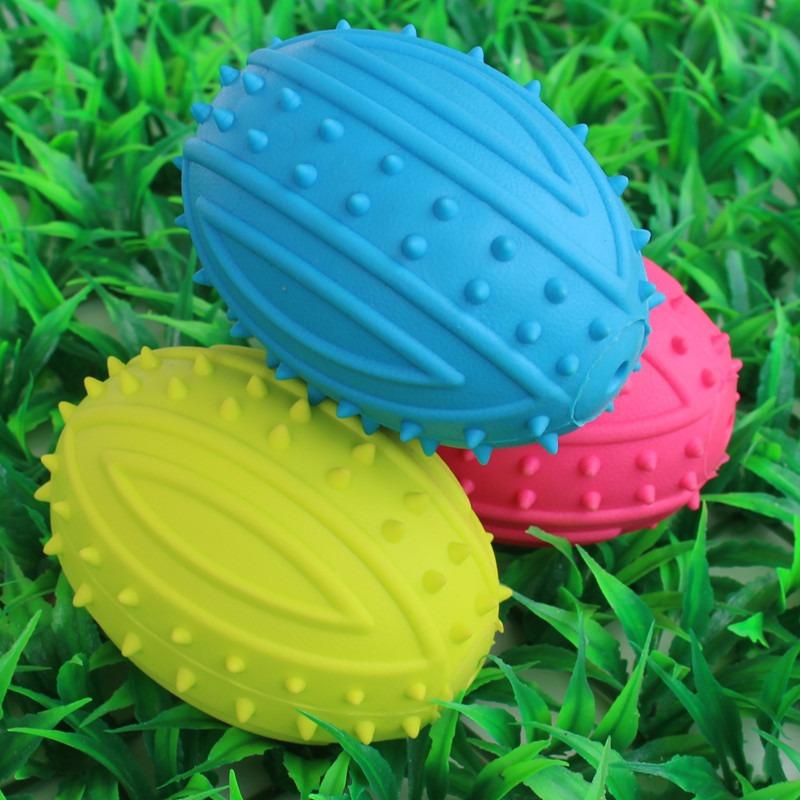 Pet TPR Rubber Toys, Sound Rugby, Dog Toys with Whistle Grinding Teeth, Teddy Golden Retriever Toys