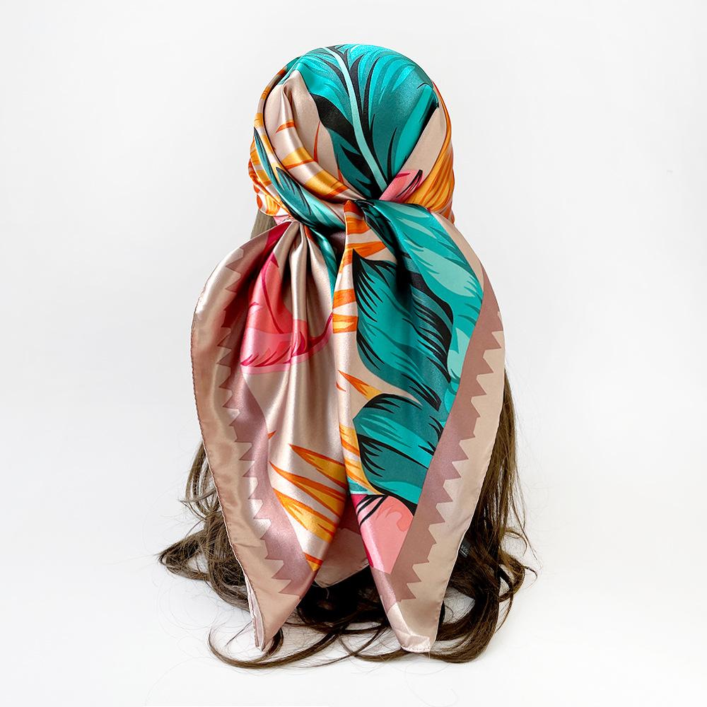 90cm Headscarf for Women – New Arrival: Colourful Printed Silk Scarf, Trendy and Versatile Shawl, Rayon Square Scarf