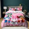 3pcs Roboc-ar Poli Duvet Cover Set All Season Lightweight Bedding Set Cartoon Soft Breathable Quilt Cover with Zipper Closure