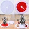Soft Christmas Fabric Tree Skirt In Red And White Trim Perfect For Modern Settings Holiday