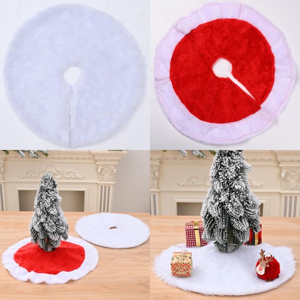 Soft Christmas Fabric Tree Skirt In Red And White Trim Perfect For Modern Settings Holiday