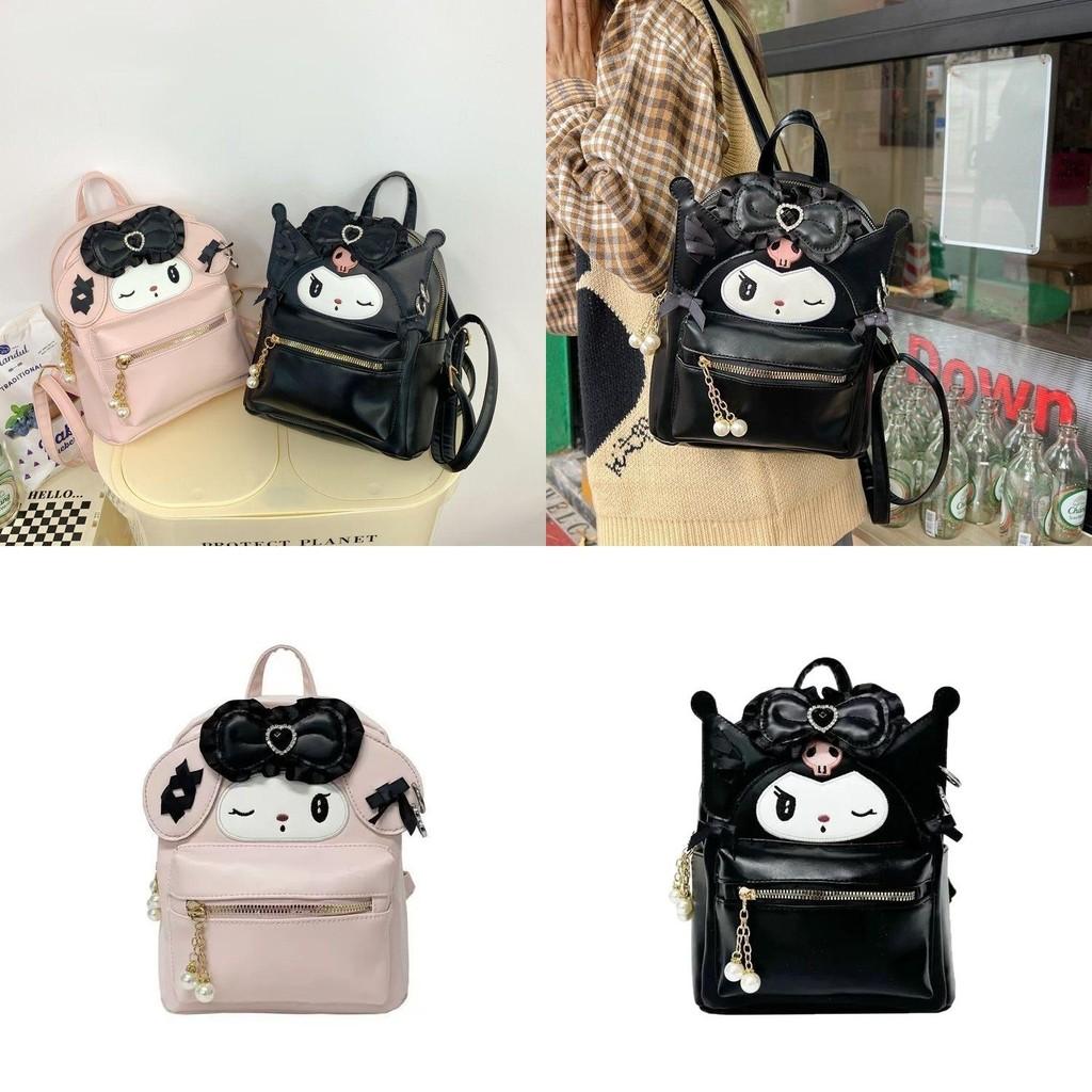 Sanrio Kuromi And My Melody Cartoon Pu Leather Backpack With Large Capacity For School And Daily Use