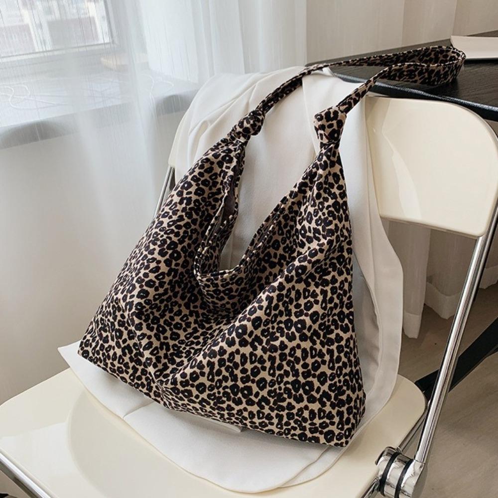 Cloth Leopard Print Shoulder Bag Korean Style Women's Handbag Fashion Canvas Bag Student