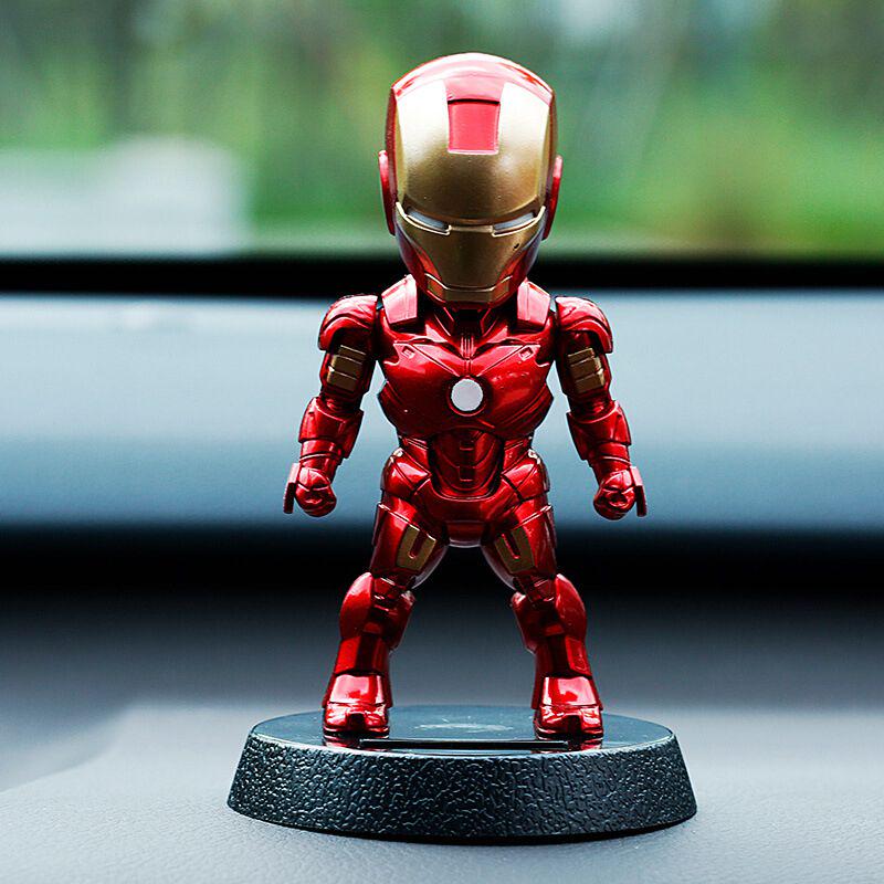 Shaking The Head Marrie Couple Car Decoration Toy With Vibrant Red And Blue Iron Man Design