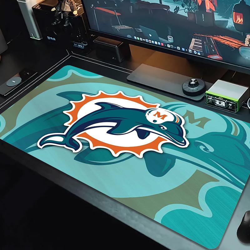 Miami Dolphins Logos Color Mouse Pad Large Gaming Table Cushion Non-slip Laptop Tablet Big Mousepad XXL Mat Mini PC Playmat With Lock edge