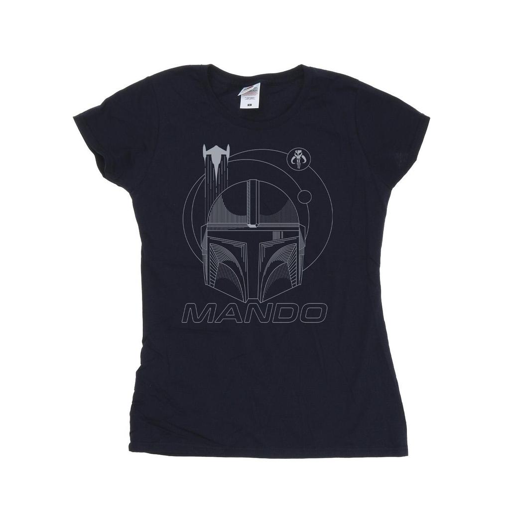 Star Wars Womens/Ladies The Mandalorian Rings Helmet Cotton T-Shirt