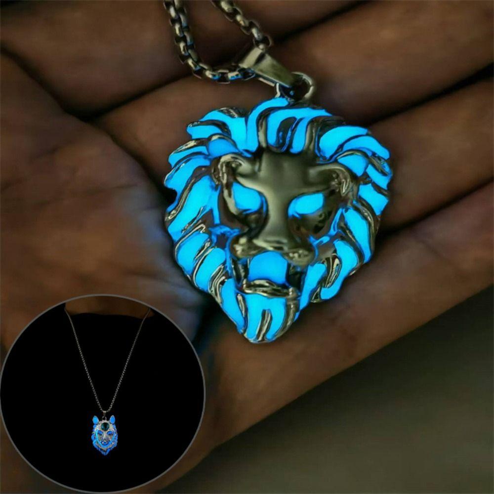 Zinc Zinc Alloy Luminous Pendant Necklace Animal Hip Hop Neck Chains Simple Halloween Necklace Gifts