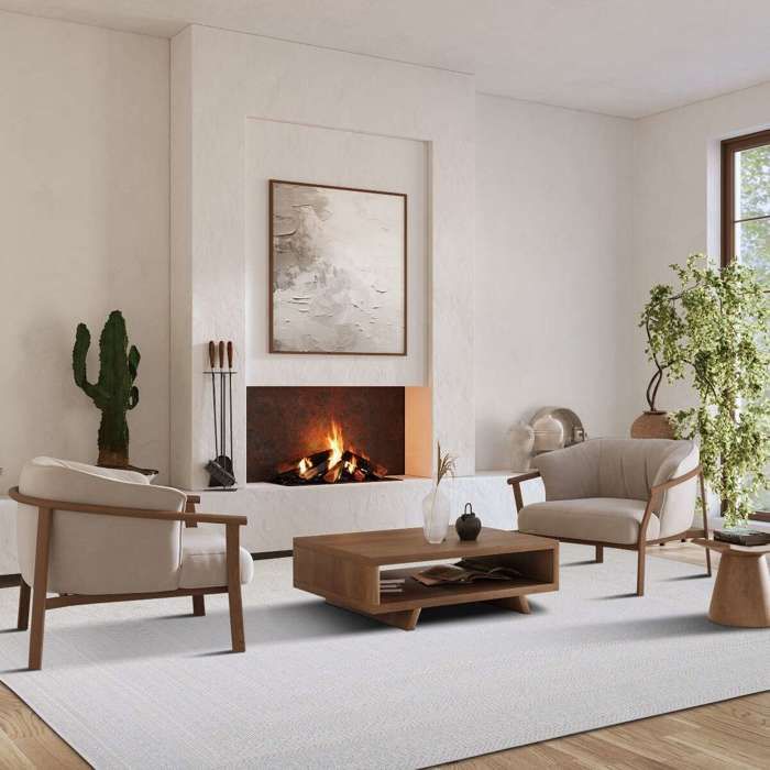 Tapis aspect jute à motif blanc ivoire 190x290