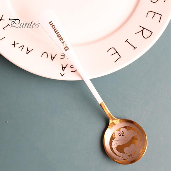 Ложка для супа с утолщенной длинной ручкой из нержавеющей стали Doraemon, милая кофейная ложка, столовые приборы для ресторана