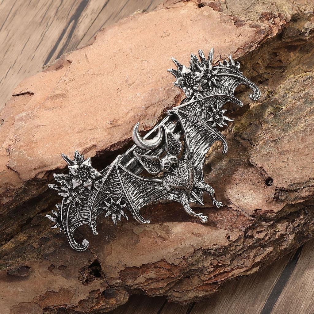 Заколка для волос Летучая мышь Лунный цветок в готическом стиле викингов - Аксессуар для вечеринки в норвежском стиле