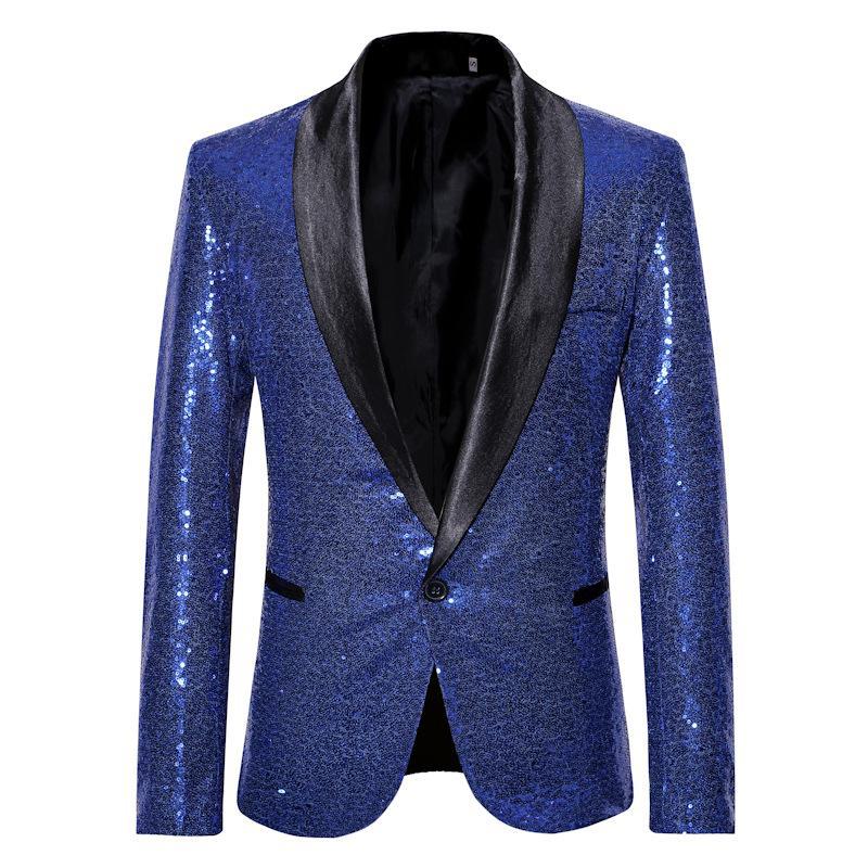 European and American Gold Sequin Suit for Performances - Men's Nightclub, Host, or Studio Jacket (European Size ZT-X35)