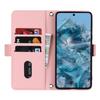 For Google Pixel 8 Pro Stand Case Cross Texture PU Leather Wallet Phone Cover with Shoulder Strap/Makeup Mirror