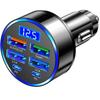 6-port Fast Car Charger With Voltage Monitor, Car Lighter USB Charger (PD+QC3.0), Compatible With Most Models, USB C Car Charger For Cars