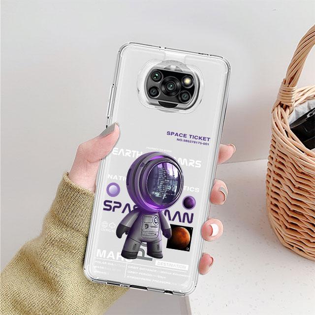 Прозрачный чехол с изображением астронавта из мультфильма для Xiaomi Mi Poco X3 NFC M3 Pro F3 F1 11 Lite 12 Redmi Note 10 9S 8 7 9, мягкий чехол для телефона