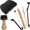 Coffee Grinder Cleaning Brush Non Slip Mat Coffee Tamper Clean Brush Wooden Handle Basket Home Barista Tool Cleaning Accessories
