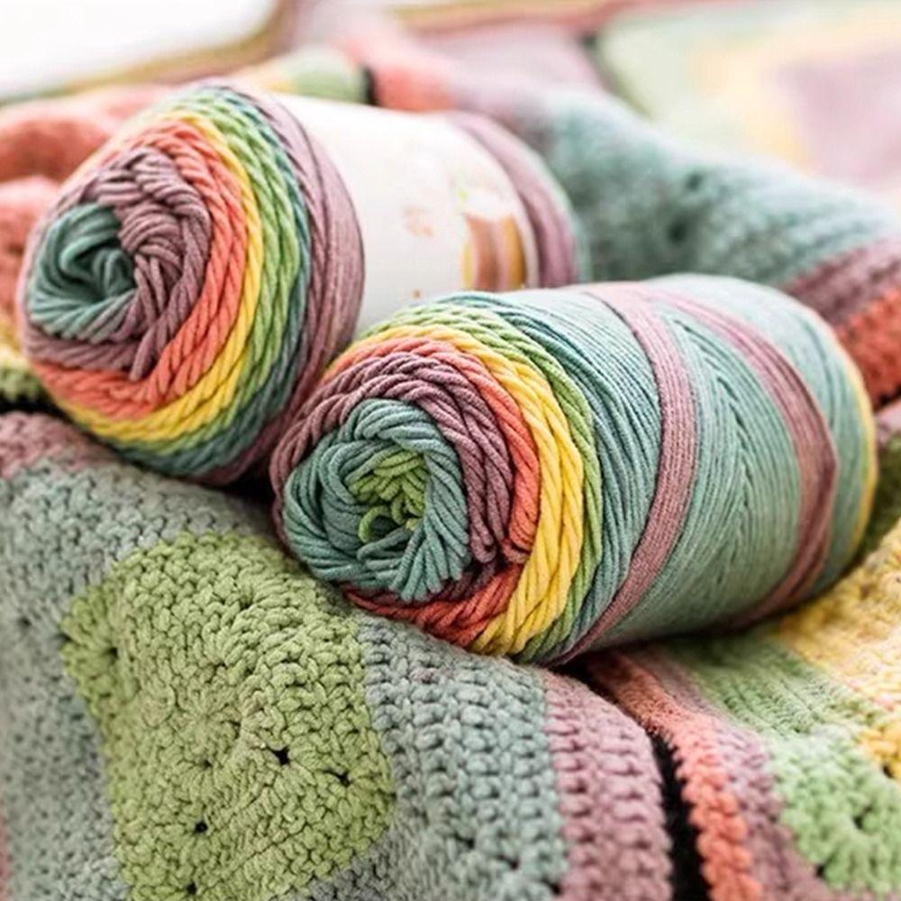 Rainbow Color Crochet Knitting DIY Milk Cotton Warm Wool Yarn Sofa Cushion
